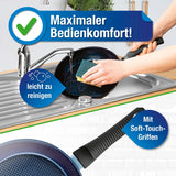 BRATmaxx Aluminium-Pfanne + Pyramidenstruktur Ø 28 cm mit Antihaftbeschichtung und Soft-Touch-Griff, leicht zu reinigen.