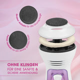 VITALmaxx Hornhautentferner mit Saugfunktion kabellos hygienisch mit 2 Aufsätzen grob für Grundpflege fein für seidig glattes Finish