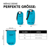 Where Tomorrow Dry Bag 30L - Style 01 - Himmelblau, wasserdichter, robuster Outdoor-Rucksack mit verstellbarem Schultergurt und Rolltop-Verschluss.