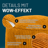 LUMALAND Sitzsack Pouf (Cord-Reihe), 50L - Bezug waschbar mit verdecktem Reißverschluss, extrastarken Nähten und flauschigem Material in Senfgelb.