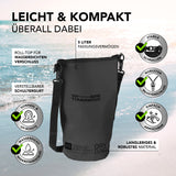 Where Tomorrow Dry Bag 5L - Style 01 - Schwarz, wasserdichter, leichter Outdoor-Rucksack mit UV-Schutz und verstellbarem Schultergurt.