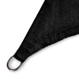 LUMALAND Sonnensegel 100% HDPE mit Stabilisator für UV-Schutz - Rechteck 5 x 6 Meter - Schwarz, Ecke mit Metallring.