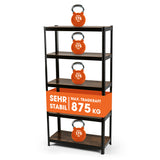 EASYmaxx 2 in 1 Schwerlastregal & Werkbank mit 5 MDF-Platten, 875 kg Traglast, stabil und vielseitig nutzbar.