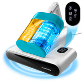 CLEANmaxx Milbensauger Rotation entfernt 99,9 % Milben mit UV-C-Licht, Wärme- und Ultraschallfunktion, weiß/blau.