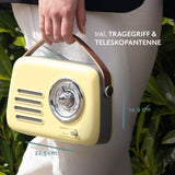 EASYmaxx Radio Retro im Stil der 50er-Jahre Vanille mit Tragegriff, Teleskopantenne, Drehregler und analoger Frequenzanzeige.
