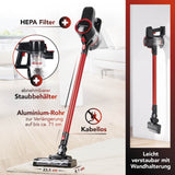 CLEANmaxx Akku-Zyklon-Staubsauger 22,2V kupferrot/schwarz kabellos mit Aluminium-Rohr und HEPA-Filter, leicht verstaubar mit Wandhalterung.