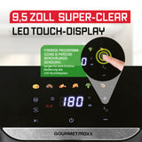 GOURMETmaxx AirGenius Heißluftfritteuse 7,5 l mit 9,5 Zoll Farb-Touchdisplay und präzisen Programm-Icons für einfache Bedienung.