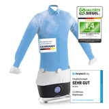 CLEANmaxx Hemdenbügler PRO STEAM in Schwarz mit automatischer Faltenentfernung und Auffrischfunktion, entwickelt in Germany.