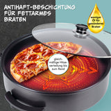 GOURMETmaxx elektrische Partypfanne Ø 42 cm mit Thermostat und Glasdeckel für fettarmes Braten und gleichmäßige Hitzeverteilung.