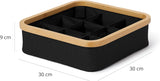 LUMALAND Organizer mit Bambus-Rahmen - 3er-Set - 30 x 30 x 9 cm (3/4/9 Aufteilung) - Anthrazit, faltbar mit 9 Fächern.