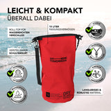 Where Tomorrow Dry Bag 10L - Style 01 - Rot, leichter wasserfester Rucksack mit UV-Schutz, verstellbarem Schultergurt und robustem Verschluss.