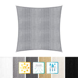 LUMALAND Sonnensegel 100% HDPE mit Stabilisator 3x3 m Hellgrau, UV-Schutz, reißfest, inkl. Befestigungsseile und rostfreien Ringen.