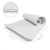 #DoYourFitness Fitnessmatte 183x61x1,2 cm, rutschfest, robust, weich, platzsparend, für Yoga, Gymnastik indoor & outdoor, weiß.