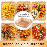 GOURMETmaxx Backpapierschalen für Heißluftfritteusen (5–8 l) – hitzebeständig, antihaftbeschichtet, 50 Stück für sauberes Frittieren.