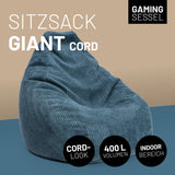 LUMALAND Sitzsack GIANT aus der Cord-Reihe, 135 x 100 cm - Bezug soft & waschbar - Navyblau, großer Cord-Sitzsack für den Innenbereich.