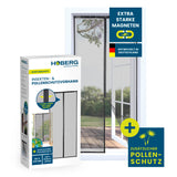 HOBERG Insekten- & Pollenschutzvorhang mit XXL-Magnetbändern – 90 x 210 cm, schützt vor Insekten und Pollen bei offener Tür.