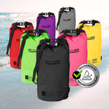 Where Tomorrow Dry Bag 10L - Style 01 - Schwarz, wasserdichter, robuster Outdoor-Rucksack mit verstellbarem Schultergurt und Rolltop-Verschluss.