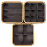 LUMALAND Organizer mit Bambus-Rahmen 3er-Set Grau, 30x30x9 cm, mit 3, 4 und 9 Fächern zur praktischen Aufbewahrung.