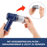 CLEANmaxx Akku-Handstaubsauger Set 6-tlg. 7,4V blau mit herausnehmbarem EPA-Filter für einfache Reinigung und kabelloses Saugen.