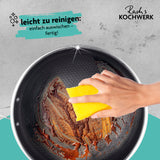 Rachs KOCHWERK Wok-Pfanne mit Wabenstruktur, Ø28 cm - Antihaft - alle Herdarten, leicht zu reinigen durch Wabenstruktur.