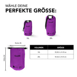Where Tomorrow Dry Bag 20L - Style 01 - Lila, wasserdichter Outdoor-Rucksack mit UV-Schutz und robustem Rolltop-Verschluss.