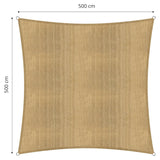 LUMALAND Sonnensegel 100% HDPE mit Stabilisator für UV-Schutz Quadrat 5 x 5 Meter Sand, reißfestes und UV-beständiges Material.