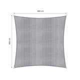 LUMALAND Sonnensegel 100% HDPE mit Stabilisator, UV-Schutz, quadratisch 4x4 Meter, hellgrau, robuste Befestigungsringe