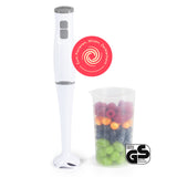 GOURMETmaxx Stabmixer mit Messbecher weiß/grau zum Pürieren, Mixen und Zerkleinern mit abnehmbarem Mixaufsatz und 700-ml-Becher.