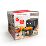 GOURMETmaxx Heißluft-Fritteuse mit Sichtfenster, 6,2l Fassungsvermögen für fettarmes Frittieren und Grillen in Schwarz.