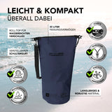 Where Tomorrow Dry Bag 30L - Style 01 - Dunkelblau, wasserdichter, robuster Rucksack mit UV-Schutz und verstellbarem Schultergurt.