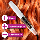 VITALmaxx Profi Hair-Styler - 3in1 Lockenstab, Glätteisen, Welleisen mit Display auf glattem, glänzendem, geschmeidigem Haar.