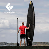 FitEngine Race SUP-Board Set (Touring) – 11‘8‘‘ mit Carbon-Optik, robust, schnell, 380 Liter Volumen, inklusive Carbon-Paddel und Pumpe.