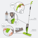 CLEANmaxx Spray-Mopp 420 ml limegreen/schwarz mit integriertem Wassertank, Tropf-Stopp und abnehmbarem Reinigungstuch.