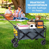 EASYmaxx Klapp-Bollerwagen, belastbar bis 80kg, mit 360° Vorderrädern und Getränkehalter, ideal für Ausflüge im Freien.