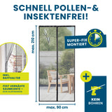HOBERG Insekten- & Pollenschutzvorhang mit XXL-Magnetbändern – 90 x 210 cm, schnell montiert ohne Bohren, schützt vor Insekten und Pollen.