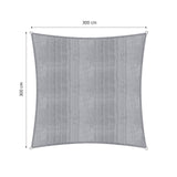 LUMALAND Sonnensegel 100% HDPE mit Stabilisator, UV-Schutz, Quadrat 3x3 Meter, hellgrau, reißfest und rostfreie Ringe.