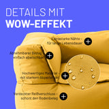 LUMALAND Sitzsack-Sofa Ecke Senfgelb mit abnehmbarem Bezug, extrastarken Nähten, verdecktem Reißverschluss und abperleffektivem Material.