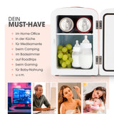 GOURMETmaxx Mini-Kühlschrank Retro 45W Rot, 4 Liter, 2in1 kühlt und wärmt, mit Tragegriff und variabler Stromversorgung.