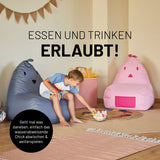 LUMALAND Kindersitzsack Animal Line Chick - Pastell Pink, weich, wasserabweisend und ideal als gemütlicher Lieblingsplatz für Kinder.