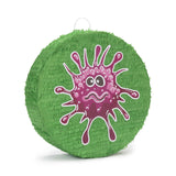 LUMALAND Pinata Set zum Befüllen inkl. Schläger & Augenbinde "Beat The Virus" grün mit Virus-Motiv, 50x50x15 cm.