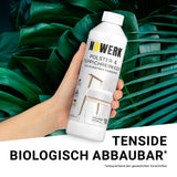 N8WERK Polster- und Teppichreiniger Konzentrat mit biologisch abbaubaren Tensiden für effektive Fleckenentfernung auf Fasern und Hartböden.
