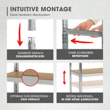 EASYmaxx 2 in 1 Schwerlastregal & Werkbank mit einfachem Stecksystem, stabilem Metallrahmen und variabler Höhenverstellung.