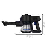 CLEANmaxx Zyklon-Staubsauger schwarz/blau mit Fugendüse, leicht, 2-Stufen-Saugkraft, Edelstahlfilter, 800 ml Staubbehälter, Teleskoprohr bis 80 cm.