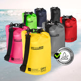 Where Tomorrow Dry Bag 5L - Style 01 - Gelb, wasserdichter, robuster Outdoor-Rucksack mit verstellbarem Schultergurt und Rolltop-Verschluss.