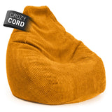 LUMALAND Sitzsack GIANT aus der Cord-Reihe, 135 x 100 cm in Senfgelb mit softem, waschbarem Bezug und kerniger Polsterung.