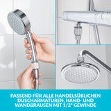 puregreen einstellbarer Wassersparer für die Dusche - chromfarben als Einsatz zwischen Duscharmatur und Handbrause montiert
