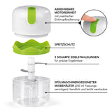 GOURMETmaxx Multi-Zerkleinerer inkl. USB-Kabel, kompakter Akku-Zerkleinerer mit 250 ml Mixbehälter und Edelstahlklingen, weiß/limegreen.
