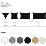 LUMALAND Sonnensegel 100% HDPE - Dreieck 3 x 3 Meter - dunkelgrau, wetterfest, UV-beständig, als Sonnenschutz für Garten und Terrasse.