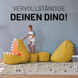 LUMALAND Animal Line Kindersitzsack Dino - Senfgelb als weicher, wasserabweisender Sitzplatz mit dinoähnlichem Design für Kinderzimmer