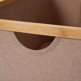 LUMALAND Aufbewahrungsboxen mit Bambus-Rahmen 3er-Set Taupe, rechteckig, stabile Stoffbox mit Griff und Bambusrahmen in Taupe.
